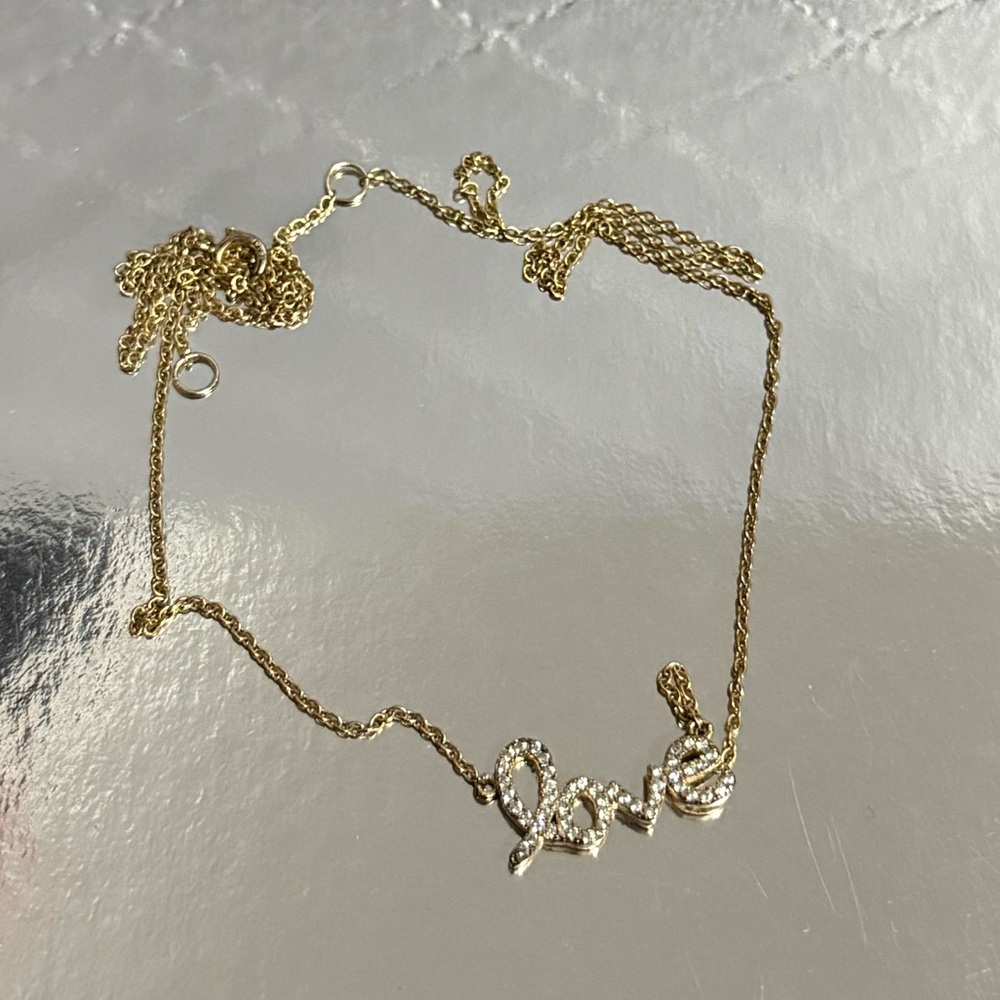 BITTERSWEET Gold Plated Necklace with Diamond Encrusted ‘Love’ Pendant